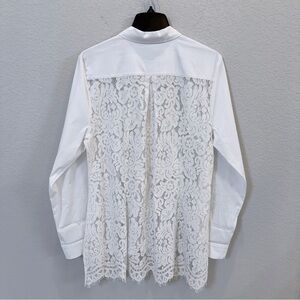 White Long Sleeve Blouse with Lace Back